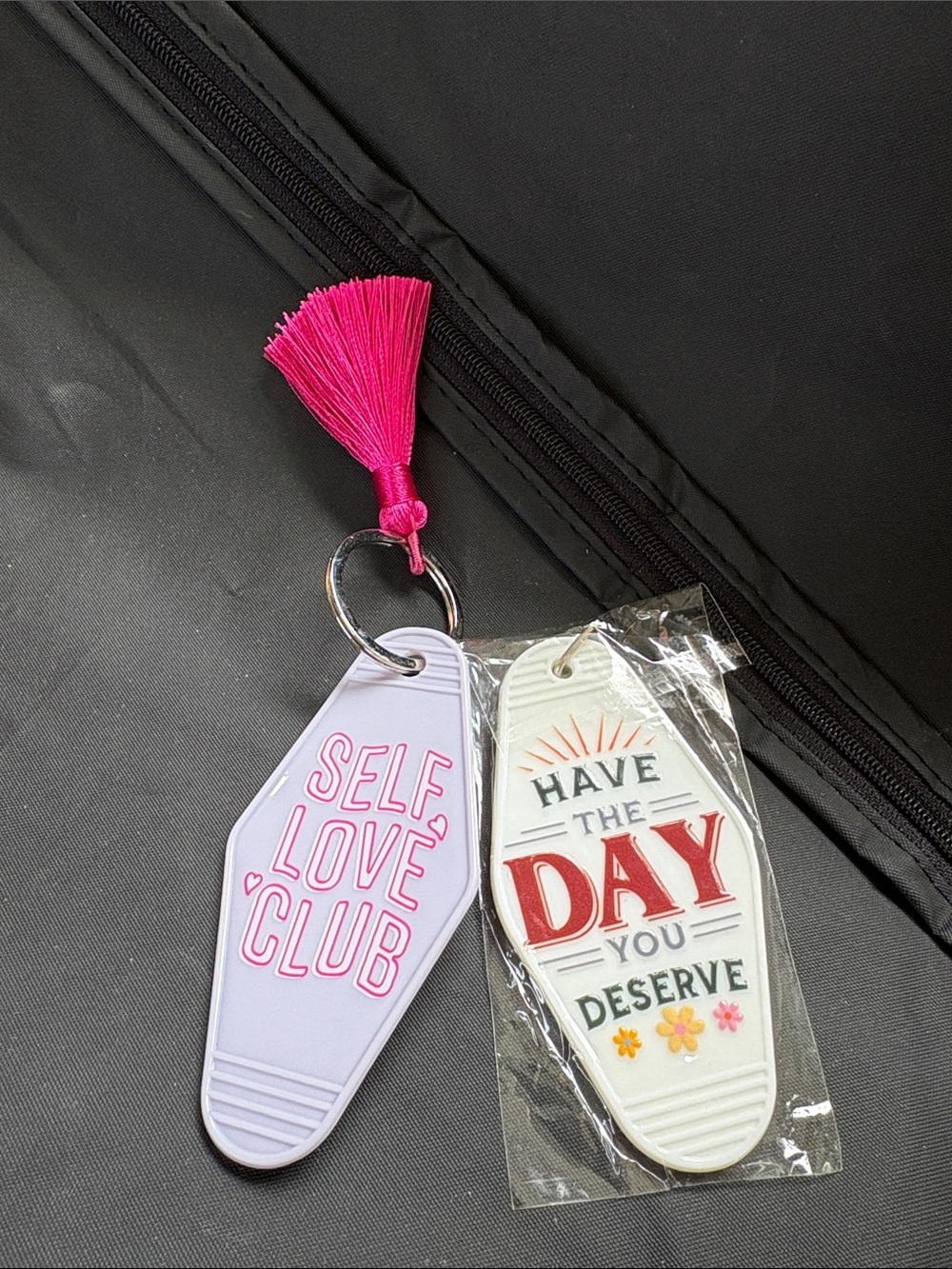 Self Love Club Keychain Set with Pink Tassel
